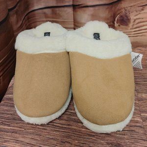 Mountain Country Women's Brown Suede Fluffy Fur Lined Non-Slip Slippers LG 8-9